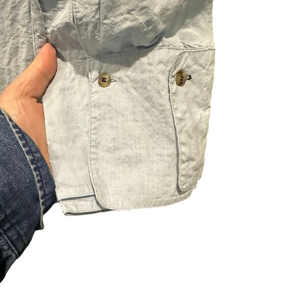 Halston Heritage Powder Blue Coastal Grandma Linen And Viscose Button Down Shirt - Picture 11 of 13